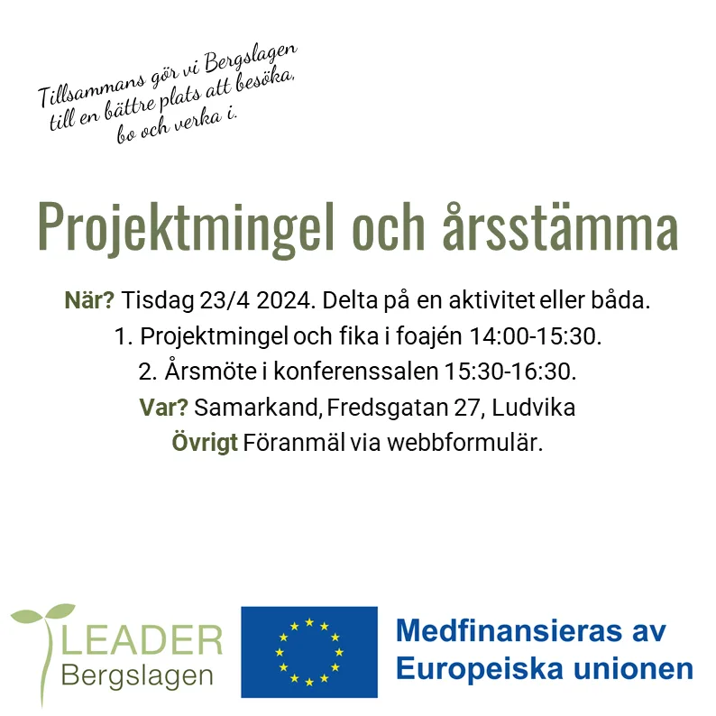 text med inbjudan till mingel stämma